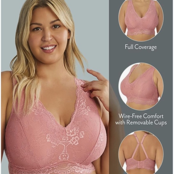 DREAMFIT Full Coverage Wireless Lace Bralette Adjustable Convertible Size 4X - Picture 4 of 6